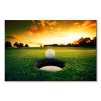 Elephant Stock Golf Ball Wall Art - Horizontal Canvas Wall Art - Living Room Wall Decor - Sports Canvas - Orange And Yellow Decor - 12" x 8"