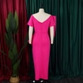 thumbnail image 6 of AURA Plus Size Women Sexy V Neck Big Bow High Waist Split Maxi Party Dress Elegant Bodycon Evening Gown, 6 of 8