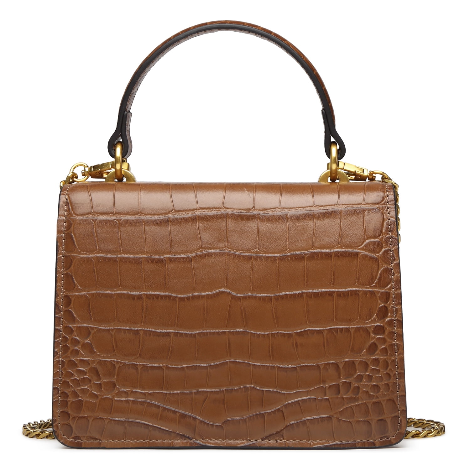 FEIMINA Genuine Leather Purses Handbags,Chain Crossbody Bags For Women,Shoulder Bag,Cute Tote,Magnetic Clasp, Flap(Brown)