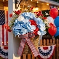 thumbnail image 4 of 4th of July Artificial Floral Wreath Flower Basket - Outdoor Hanging Red White Blue Flower Basket Garden Wall Decor for Courtyard Patio Independence Day Holiday Porch Scene Prop, 4 of 7