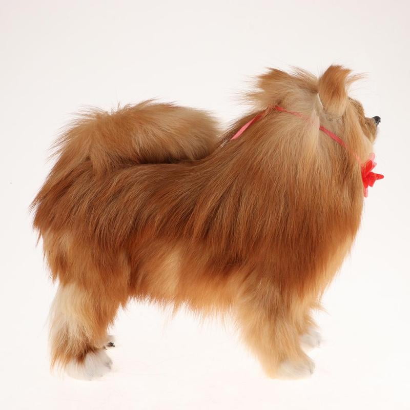 MagiDeal Cute Furry Pomeranian Action Figure Ornament Animals Plush Toy 