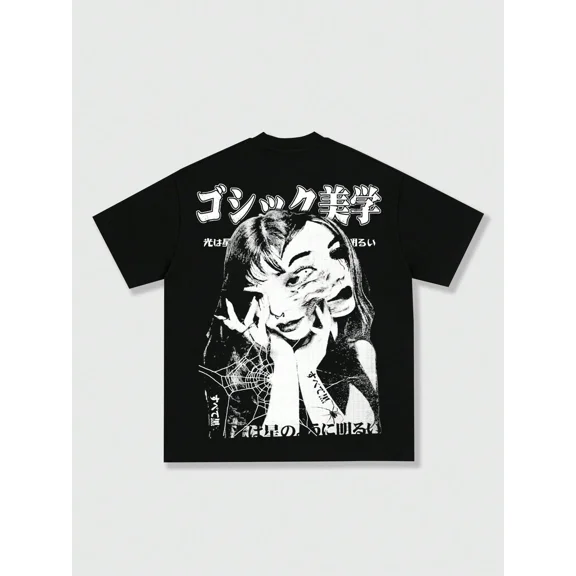 Men's Gothic Japanese Horror Graphic T-Shirt