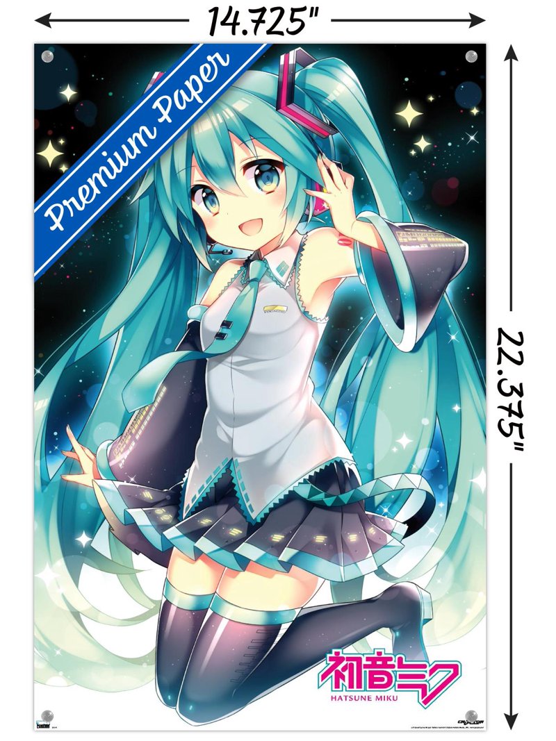Hatsune Miku - Smile Wall Poster with Push Pins, 14.725