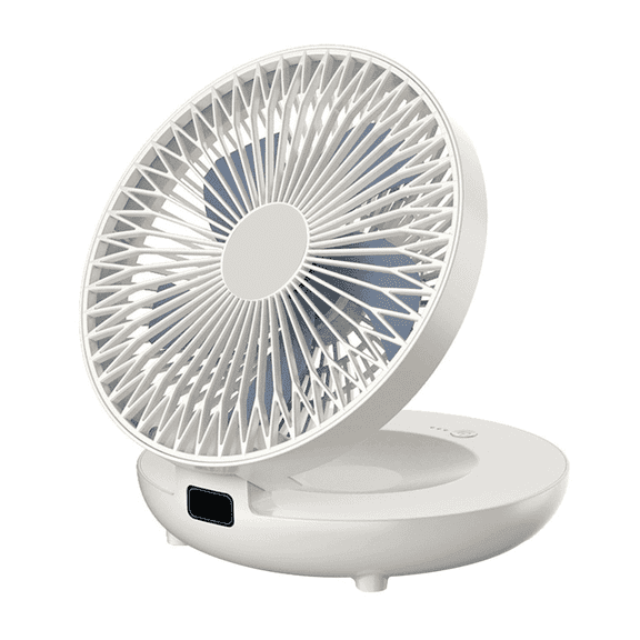 SpaceMuse Portable Camping Fan with Light for Tents, Battery Operated Rechargeable Fan, Foldable USB Small Table Fans for Travel, Office, Indoors, White