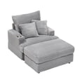thumbnail image 5 of 39 Inch Spring Upholstered Armchair with Ottoman Set, Corduroy Fabric Comfortable Single Sofa with Cup Holder for Living Room/Bedroom/Office, Grey, 5 of 9
