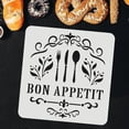 thumbnail image 3 of 1pc Bon Appetit Stencil 30x30cm Large Kitchen Tableware Painting Stencil Reusable Knife Fork Spoon Drawing Stencil Leaves Bouquet Wall Craft Stencil for Home Decor Floor Furniture, 3 of 7