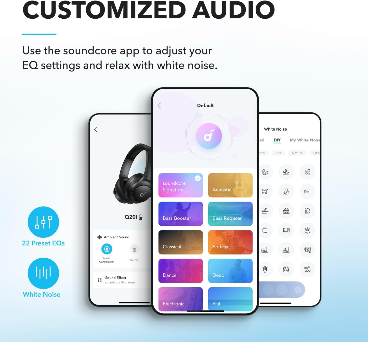 Soundcore Q20i Wireless Noise Cancelling Over-Ear Headphones, 40 Hours Long Battery, Hi-Res Audio & Deep Bass, Customizable Sound via App, Designed for Business and Travel-Black