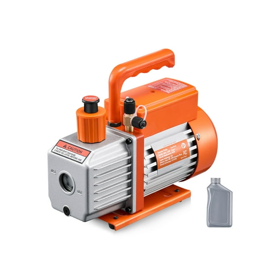 KFFKFF 4 CFM Single Stage Rotary Vane Vacuum Pump, Compatible with R134a R22 R410a Systems, Includes Oil Bottle, Ideal for Automotive AC Maintenance and Resin Degassing
