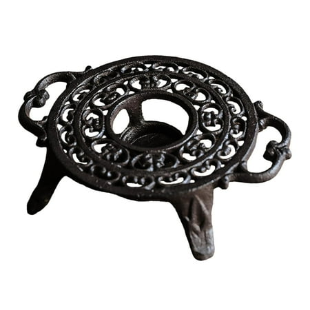 

Heavy Duty Cast Iron Teapot Warmer Stable with Candle Stand Elegant Retro Hollow Out Dish Cups Heater for Yard balcony Party Wedding Round with Handle