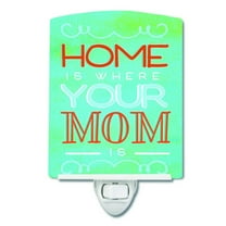Caroline's Treasures BB5420CNL Home is Where Mom Is Blue Ceramic Night Light, 6x4x3", multicolor