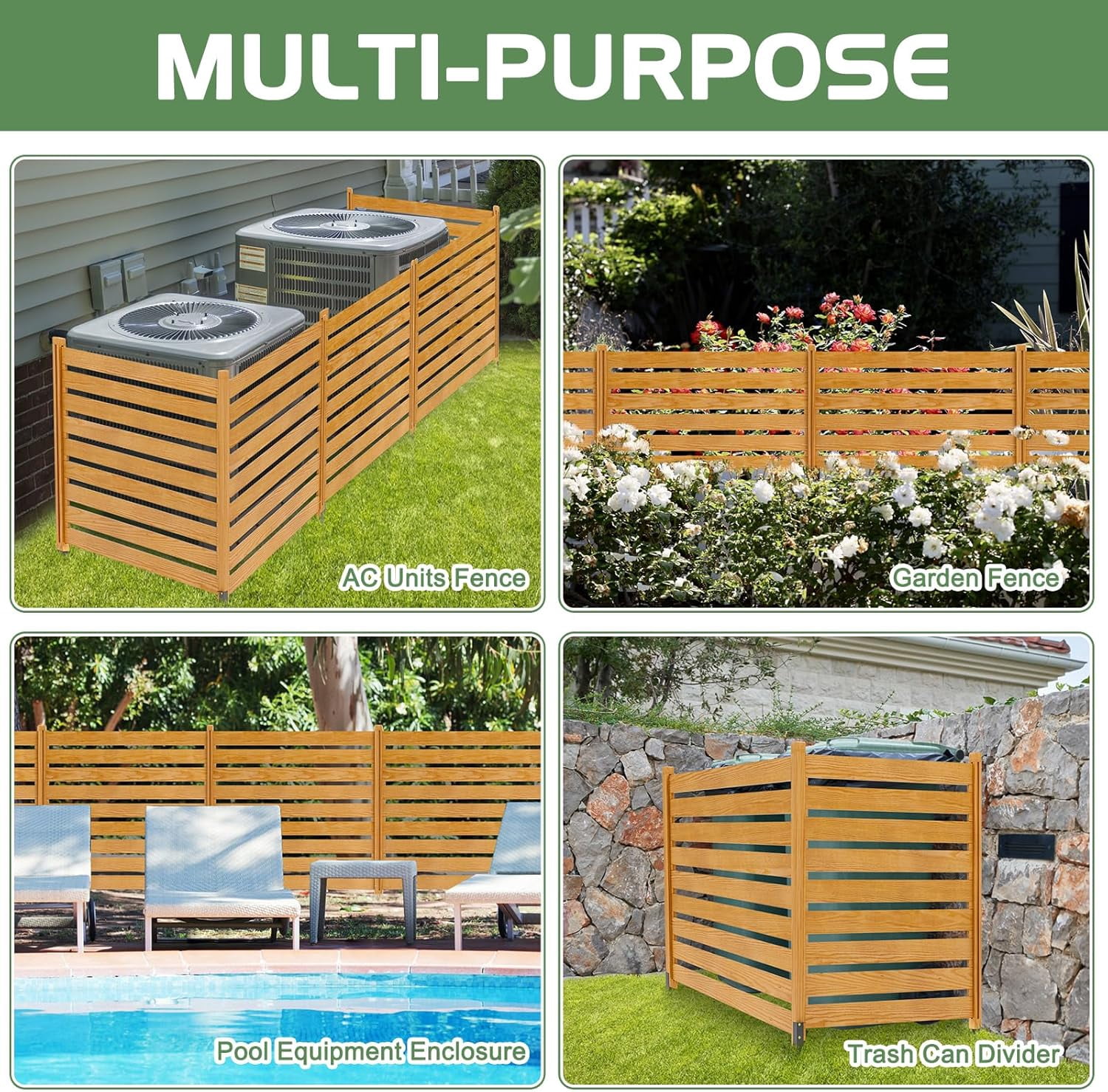 Outdoor Privacy Screen Privacy Fence Panels for Outside, 2 Panels 38"W X 42"H Wood Decorative Fence,Pool Equipment Enclosure, Patio Garden Fence Perfect to Enclose Trash Cans and Air Conditioner