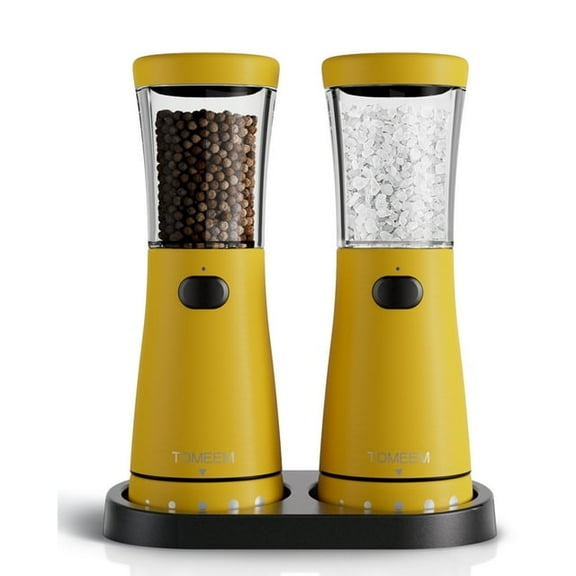 Tomeem Electric Salt and Pepper Grinder Set with LED Light, Adjustable Coarseness, 4.5oz Large Capacity