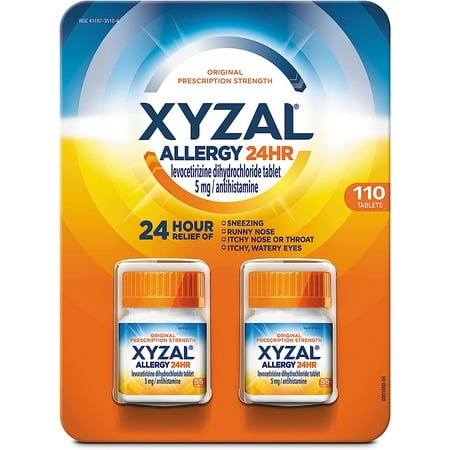 Xyzal Allergy Pills, 24-Hour Allergy Relief, Original Prescription Strength,55 Count (Pack of 2)