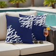 thumbnail image 4 of Coral Navy Blue Outdoor Waterproof Pillow Covers, Coastal Ocean Marine Nautical Beach Decorative Square Throw Pillowcase Sofa Cushion Sham for Patio/Couch/Chair, 16"x16" 2 Pack, 4 of 8