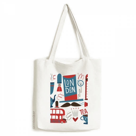 Big Ben British Bus England Flag Tote Canvas Bag Shopping Satchel Casual Handbag