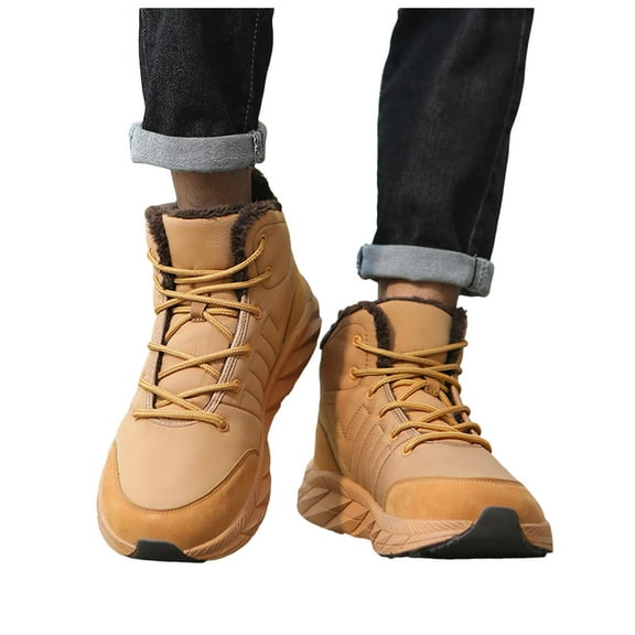 Platform Snow Boots for Women Men High Top Lace up Winter Thicken Fuzzy Warm Comfort Soft Sole Outdoor Hiking Shoes