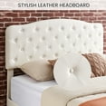 thumbnail image 6 of Queen Bed Frame with Headboard Adjustable, Leather Platform Bed Upholstered Full Size, Button Tufted Mattress Foundation, Wooden Slat Support, No Box Spring Needed, White, 6 of 8