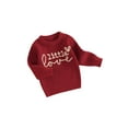 thumbnail image 2 of Elippeo Toddler Baby Girl Valentine's Day Sweater 6M 12M 18M 24M 3Y 4Y  LetterHeart Embroidery Pattern Long Sleeve Round Neck Knitwear Pullover, 2 of 10