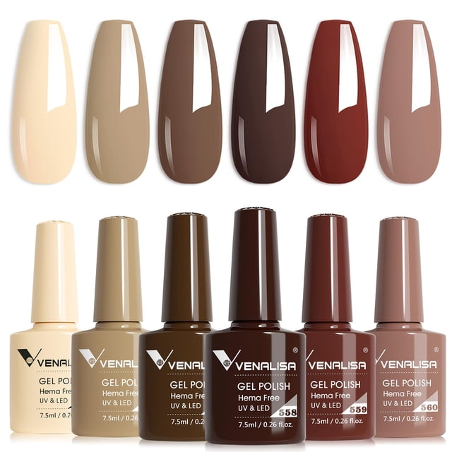Set de esmaltes de uñas en gel VENALISA Brown 6 colores otoño-invierno