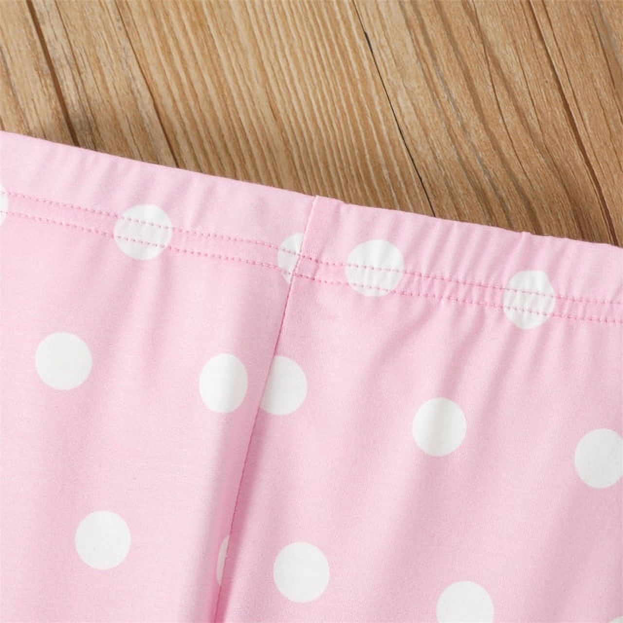 PatPat Toddler Girls Floral Bowknot Tee and Polka Dot Pants Set photo 6