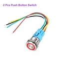 thumbnail image 7 of 2Pcs 19mm Push Button Switch, IP65 1NO1NC 12-24V 5A Momentary Latching Push Button Starter Light on Off Switch Self-reset with Red Light Round, Stainless Steel Flat Head Silver, 7 of 7