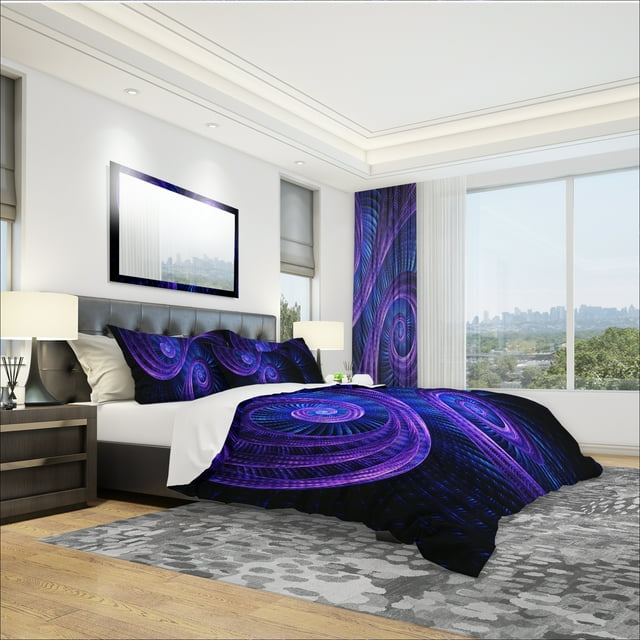 Designart Ensemble de Literie Moderne et Contemporain 'pourpre Royal & Bleu Rêve' - Housse de Couette et Shams