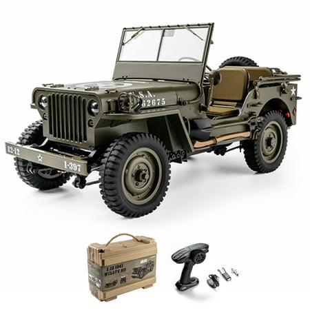 Fms RC Truck 1/12 1941 MB Scale Willys Military Vehicle 4wd with Transmitter Battery and Charger