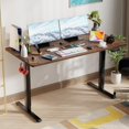 thumbnail image 2 of PayLessHere Electric Standing Desk 55x24 Inch Height Adjustable Desk Large Space Office Computer Desk with Headphone Holder 2 Memory Function for Home Office,Brown, 2 of 7