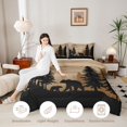 thumbnail image 3 of Castle Fairy Rustic Jungle Bear Twin Comforter Sets 2pcs,Moutain Woodland Wildlife Bedding Set,Tan Black Cream,Black Reversible,1 Comforter and 1 Pillowcase, 3 of 6
