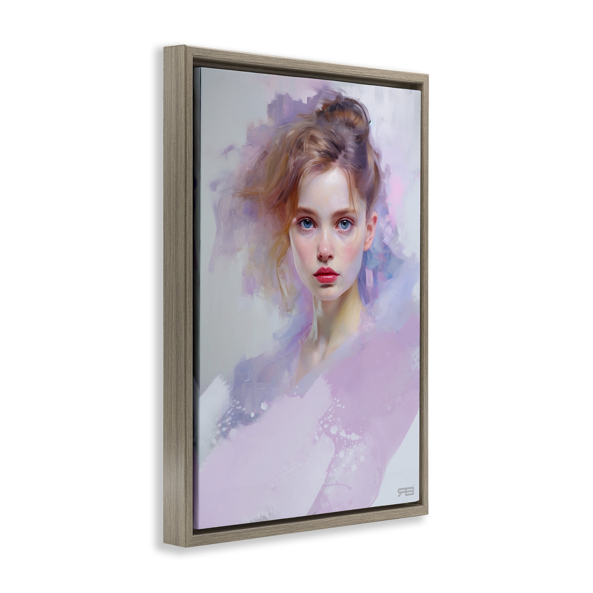 Stupell Industries Soft Portrait of Woman Novelty Painting Brown Floater Framed Art Print Wall Art, 21 x 31