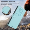 thumbnail image 5 of Wallet Leather Case For iPhone 17e / iPhone 16e 6.1",with Card Holder,wristband, Shockproof Kickstand Embossed Love Cat Phone Case,Mint Green,For iPhone 17e / 16e, 5 of 8