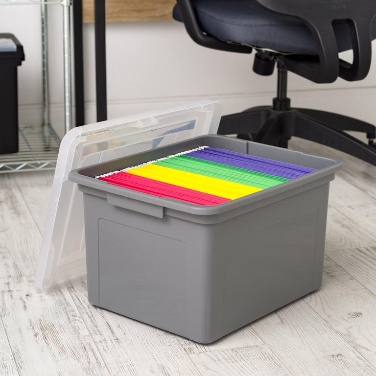 IRIS USA Plastic File Storage Box, Legal/Letter, Gray, Stackable photo 2