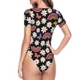 thumbnail image 4 of Haiem Rainbow Flowers Women's Crew Neck Short Sleeve Bodysuit Tops Stretchy Slim Basic-XX-Large, 4 of 9