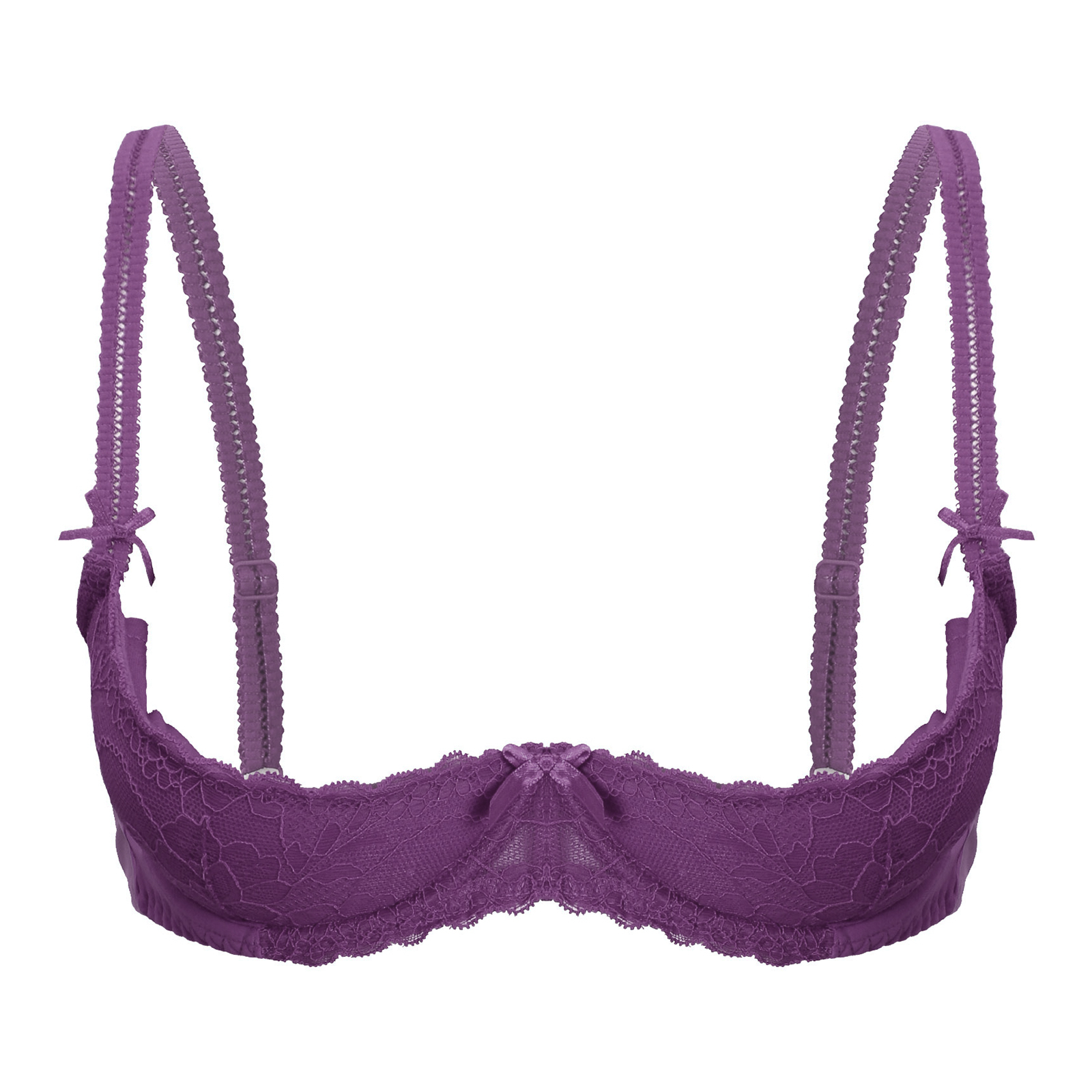 renvena Womens Lace Bra Half Cup Open Bra Underwired Bra Nightclub Open  Nipple Bra Underwear Purple 4XL - Walmart.com