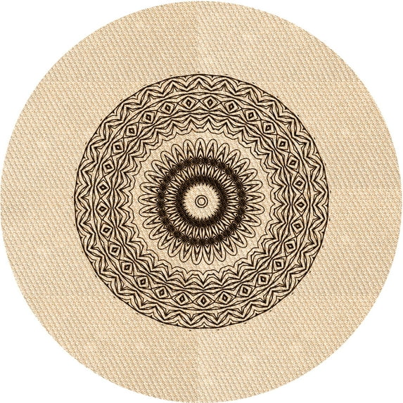Ahgly Company Machine Washable Indoor Round Transitional Bronze Brown Area Rugs, 8' Round