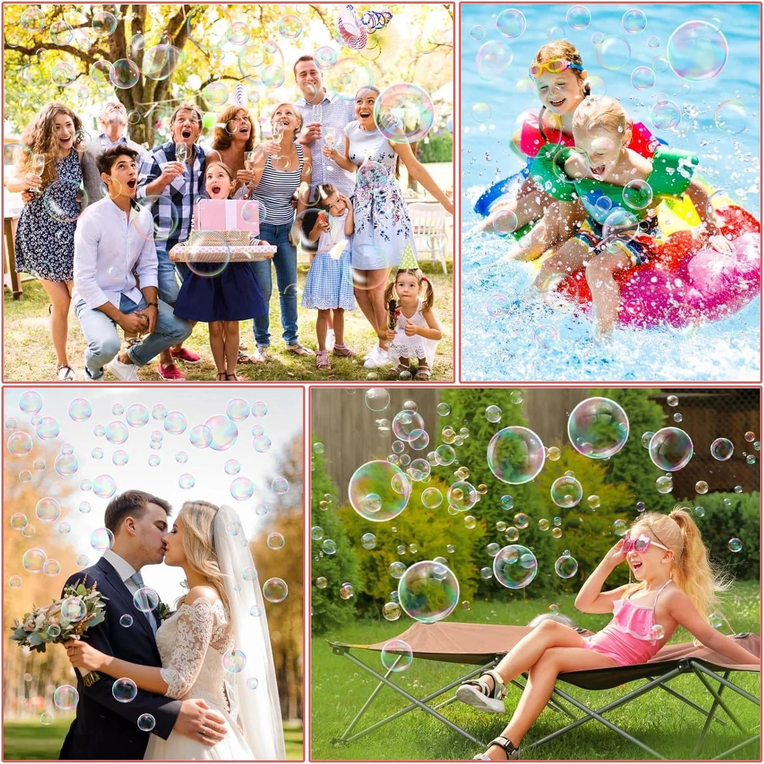SINGOMON Bubble Machine, Outdoor Stand, with LED Light, Rechargeable, Adjustable Height, Suitable for Weddings and Birthday Parties, Red