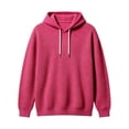 thumbnail image 3 of Men's Hoodie Waffle Knit Pullover Long Sleeve Casual Loose Fit Sweatshirt Hooded Tops with Pockets Fall Fashion Outfits(A01_Hot Pink,M), 3 of 3