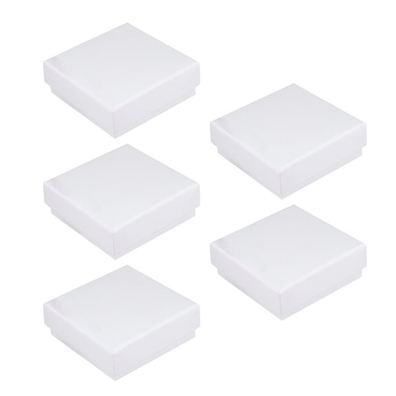 FRCOLOR Jewelry Box Container Kraft Square Cardboard Jewelry Gifts Boxes for Earring Ring Ear 5pcs ( White ),1.5"X0.51"X0.12"