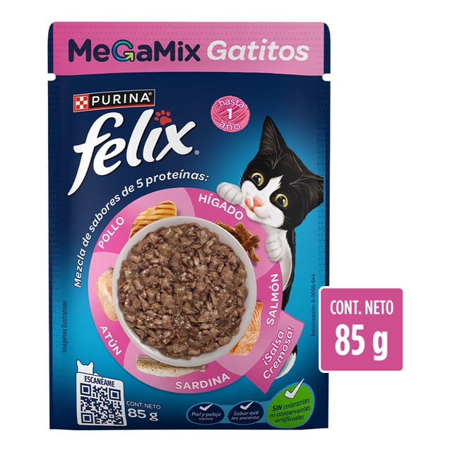 Alimento para Gato Purina Felix Gatitos ¡Trocitos Jugosos! Carne 85 g