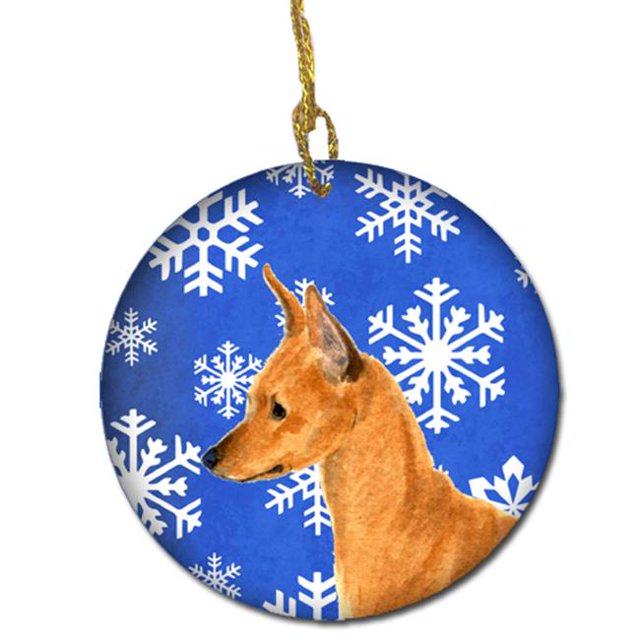 Min Pin Winter Snowflakes Holiday Christmas Ceramic Ornament