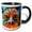 Black/White, variant on 3drose, Funny Emu Bird Portrait. Orange Against Blue Digital Art. Gifts for Family, 15oz Two-tone Green Mug