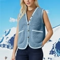 thumbnail image 5 of aohooy Womens Thermal Vest - Sherpa Sleeveless Faux Shearling Vests Plus Size Teddy Gilet with Pockets Blue,XL, 5 of 5