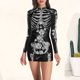 thumbnail image 2 of Vestido de uniformes de enfermera con cuello redondo ajustado ropa de fiesta Vintage de manga larga para mujer, 2 of 9
