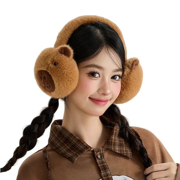 ZPAQI Foldable Capybara Earmuffs Comfortable Winter Ear Warmer for Student Cycling