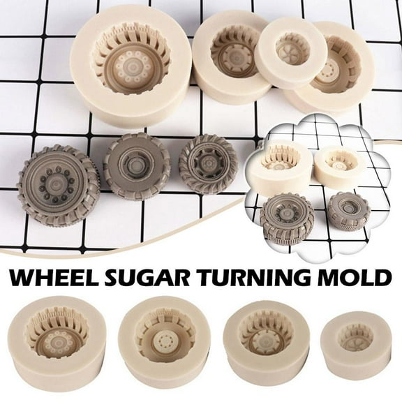QHUDLV 1pc Silicone Fondant Cake Tires Wheel Molds Chocolate Cookies Mould Bakeware Decorating Accessories Tools Baking