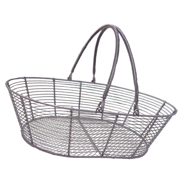 Organizador de fruteros de alambre de hierro, cesta de almacenamiento para pan y verduras, ideal para repostería. Gris plata