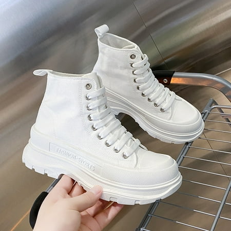 

High top couple canvas shoes 2022 autumn new thick bottom casual shoes for men and women with the same style of small white shoes MK01-1