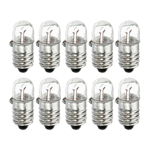 Uxcell 12V/5W E10 Warm Yellow Light Mini Incandescent Bulbs with Box 1 Set/10 Count