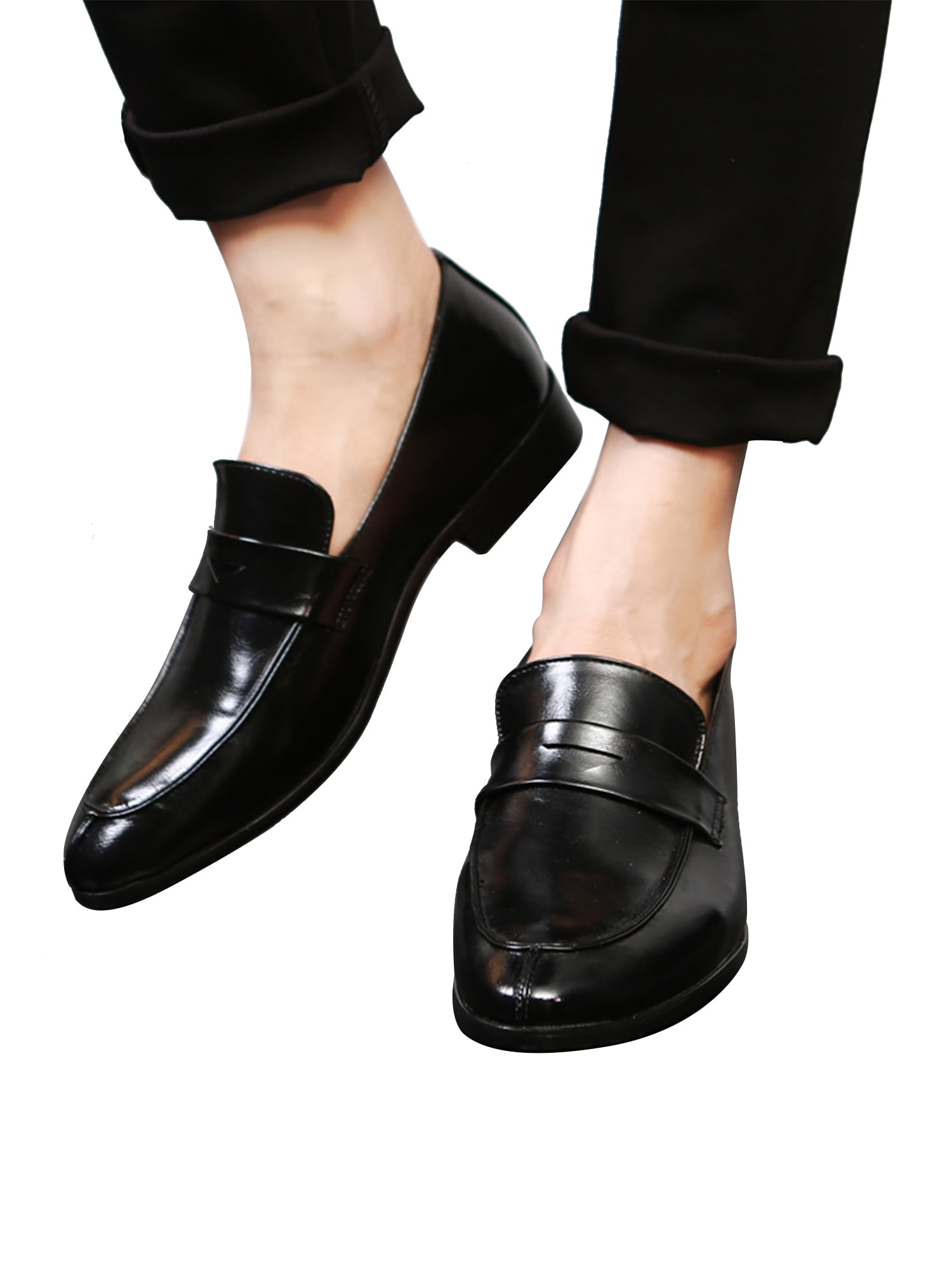 Men Brogune Pointed Toe Slip On Loafers Casual Shoes Platform Hidden Heel Breat 