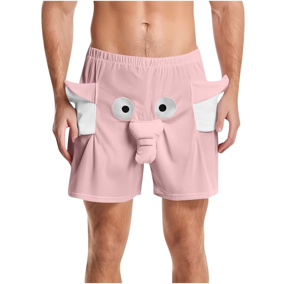 KeShDi Graphic Pajamas Shorts Sleep Bottoms Comfy Men's Casual Spoof Humorous Solid Color Homewear Beach Sports Shorts Pink XL